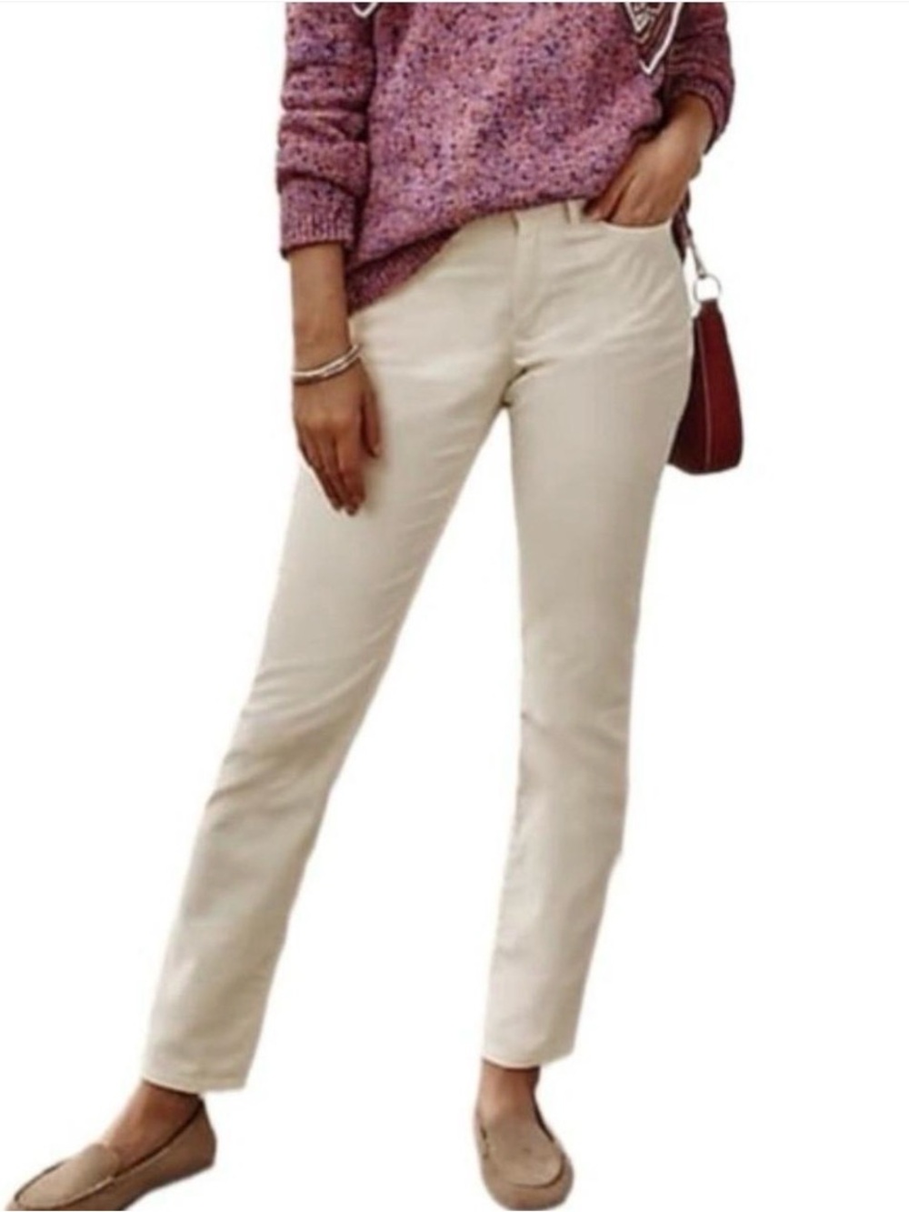 J Jill Corduroy Straight Leg Pants Cream Size 10 Petite
